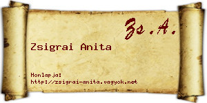 Zsigrai Anita névjegykártya